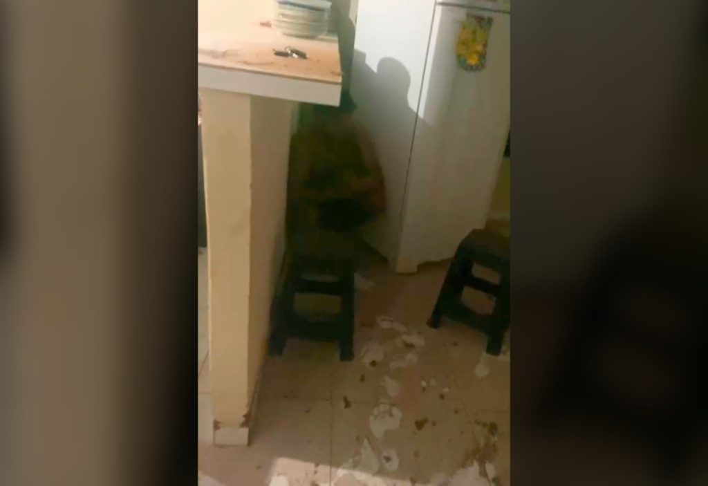 VÍDEO: Moradora relata pânico após homem invadir casa pelo forro para fugir de suposta ameaça