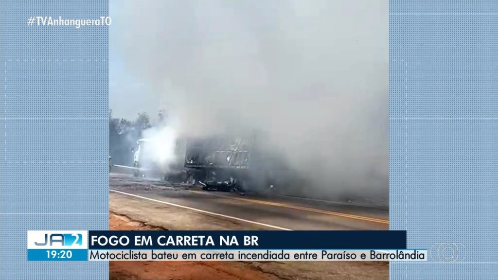 Motociclista bate contra caminhão em chamas durante combate a incêndio e morre carbonizado na BR-153