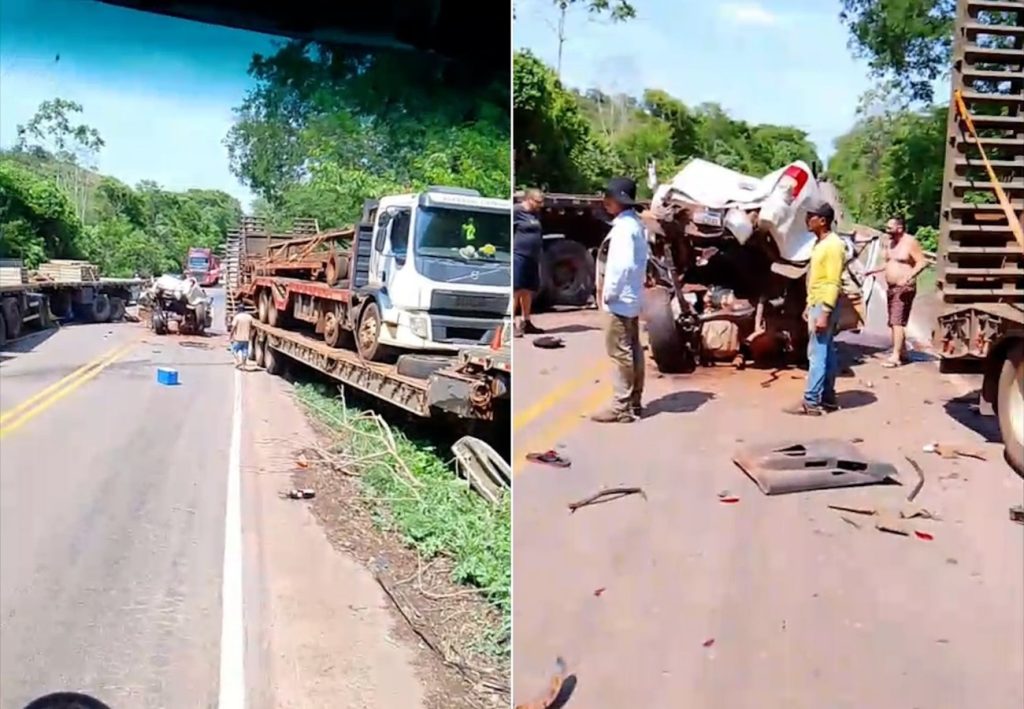 Acidente grave entre caminhões e caminhonete é registrado na BR-153 no TO